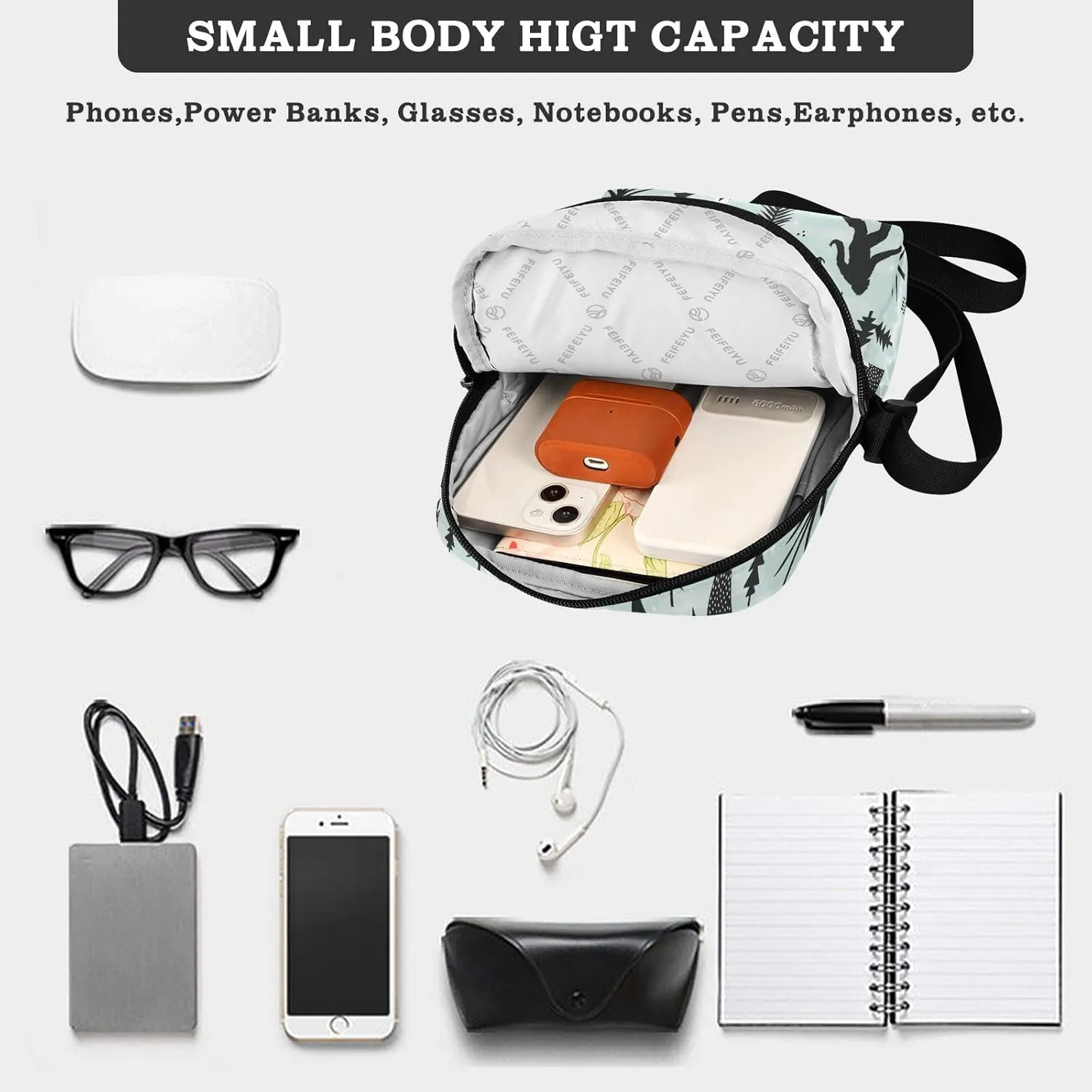 Small Crossbody Bag for Men Women Mini Messenger Bag Shoulder Handbag With Adjustable Straps