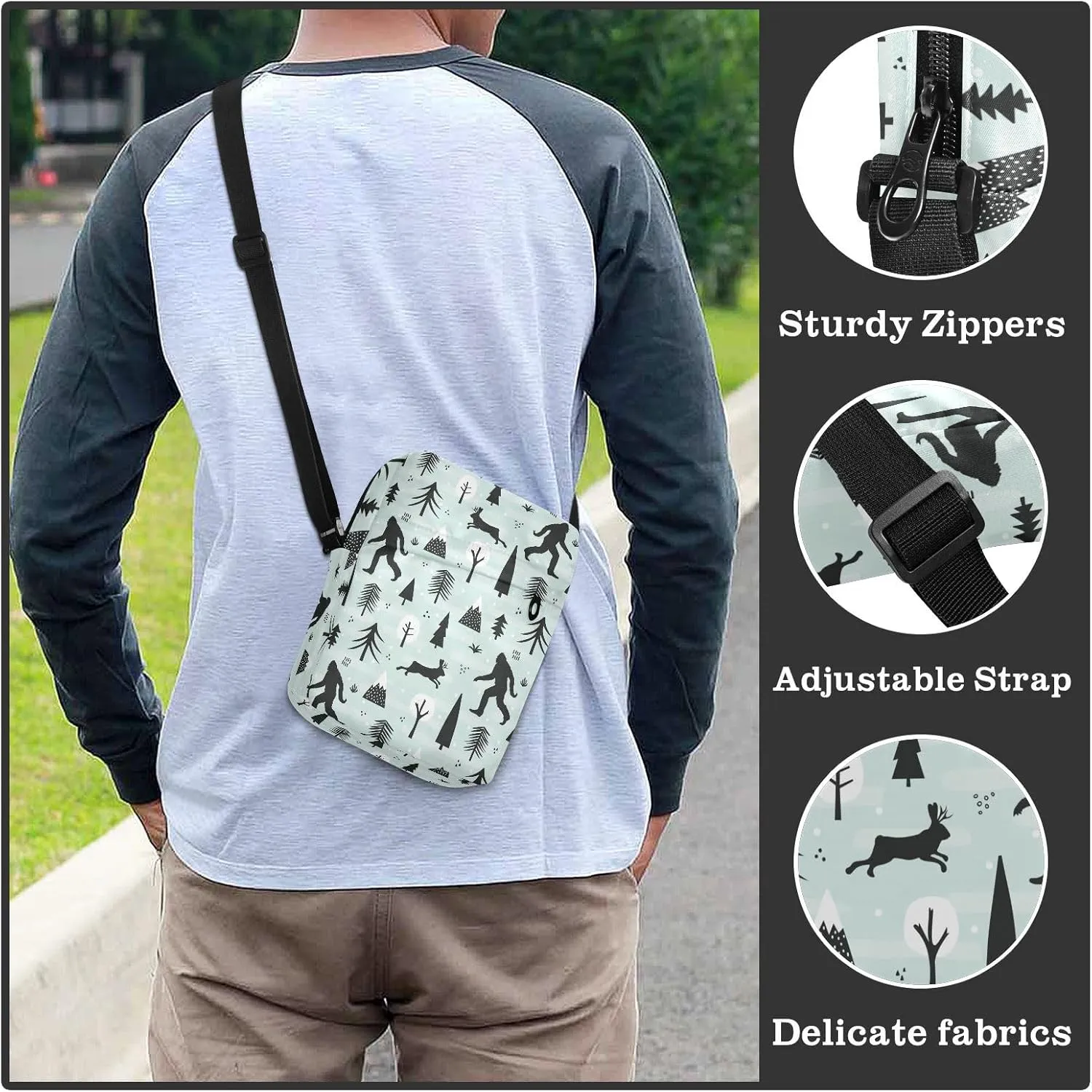 Small Crossbody Bag for Men Women Mini Messenger Bag Shoulder Handbag With Adjustable Straps