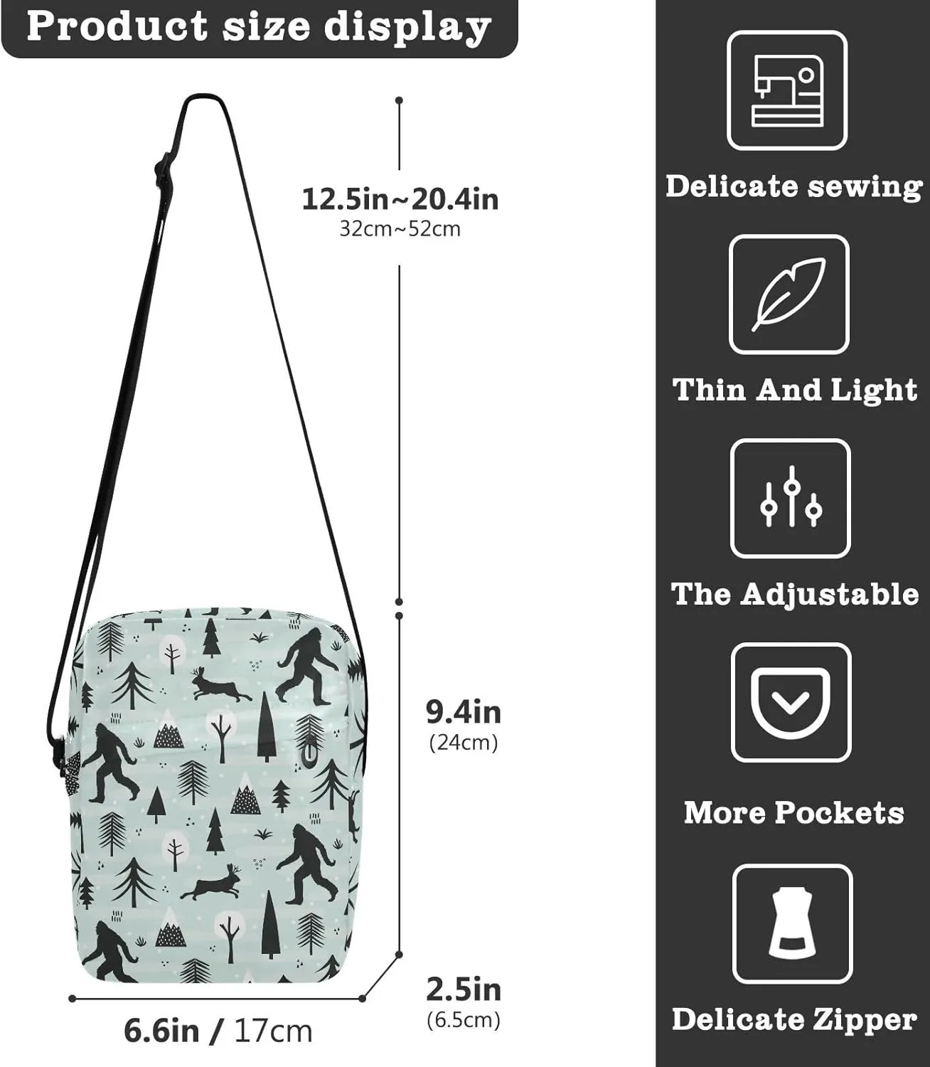 Small Crossbody Bag for Men Women Mini Messenger Bag Shoulder Handbag With Adjustable Straps