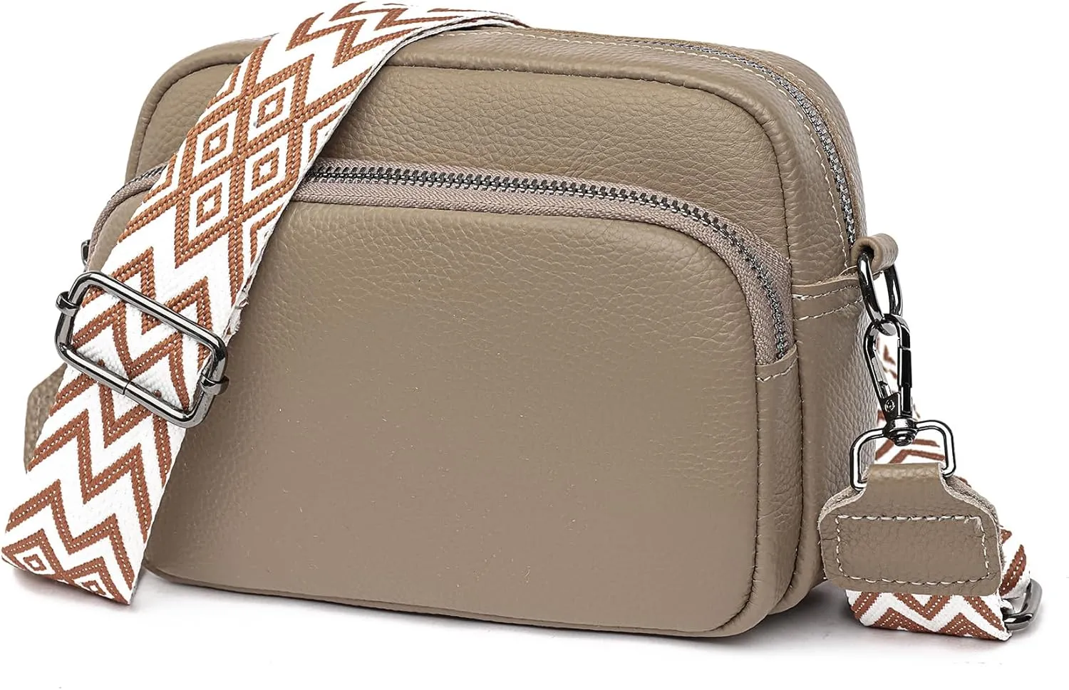 Small Crossbody Bag for Women Genuine leather Crossbody Purses with Wide Guitar Strap Shoulder Handbag Satchel