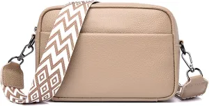 Small Crossbody Bag with Wide Guitar Strap Camera Purse Shoulder Handbag Satchel