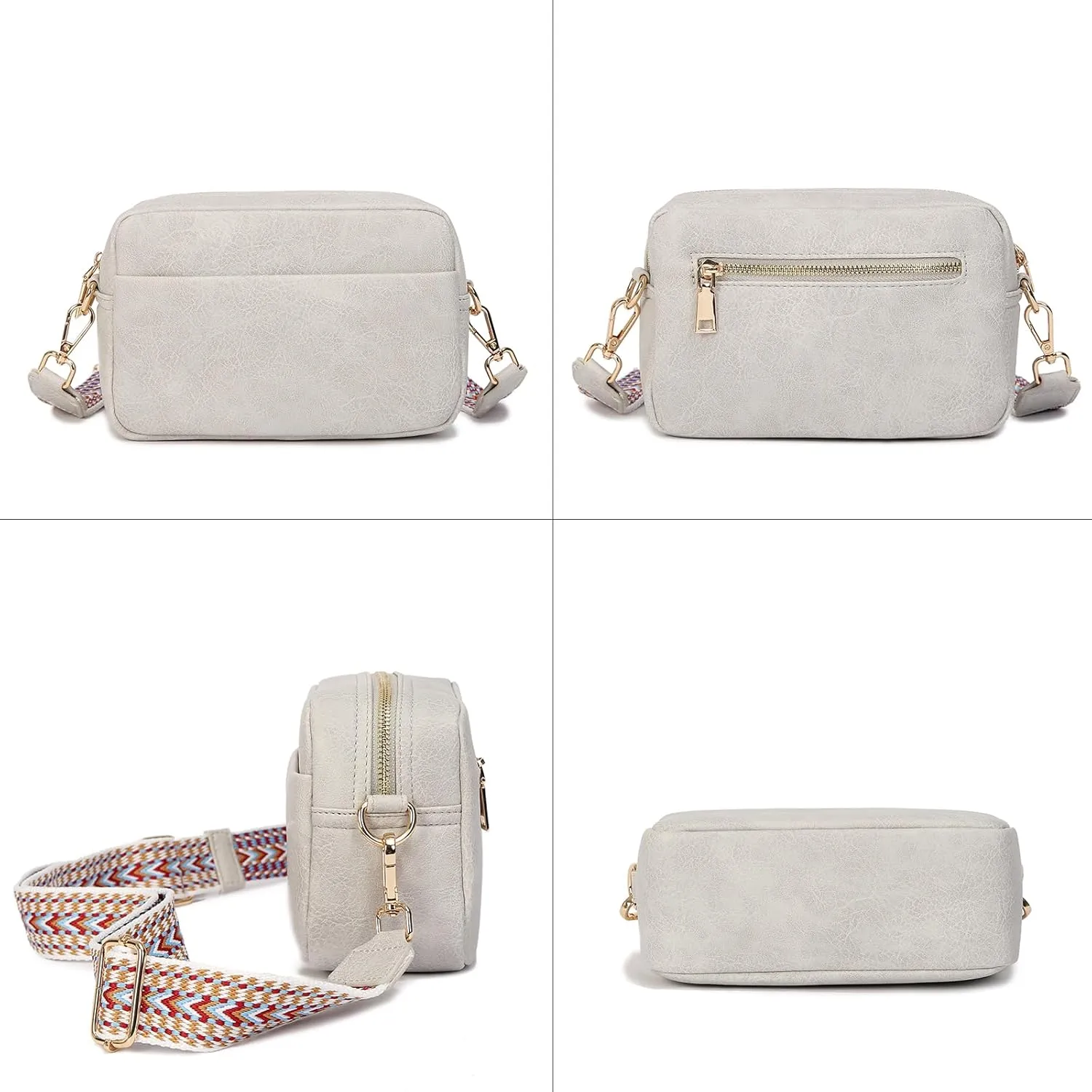Small Crossbody Bag with Wide Guitar Strap Camera Purse Shoulder Handbag Satchel