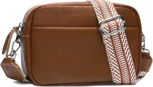 Small Crossbody Bags for Women Genuine Leather, Guitar Strap Shoulder Handbag Purse Camera Bag with Rfid Card Slots