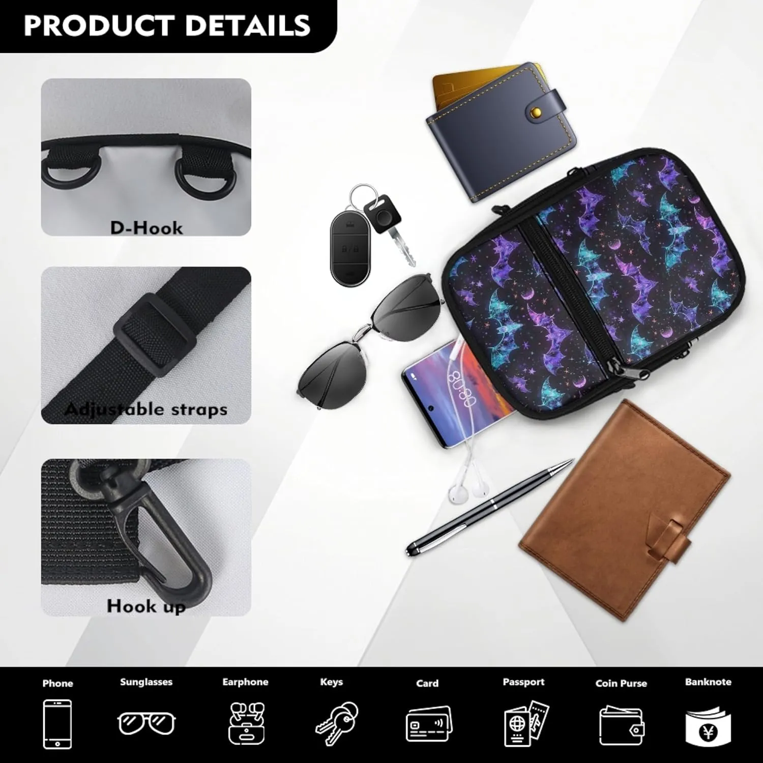 Small Crossbody Bags for Women Lightweight Cross Body Bag for Men Mini Cross Body Bag with Smooth Zipper