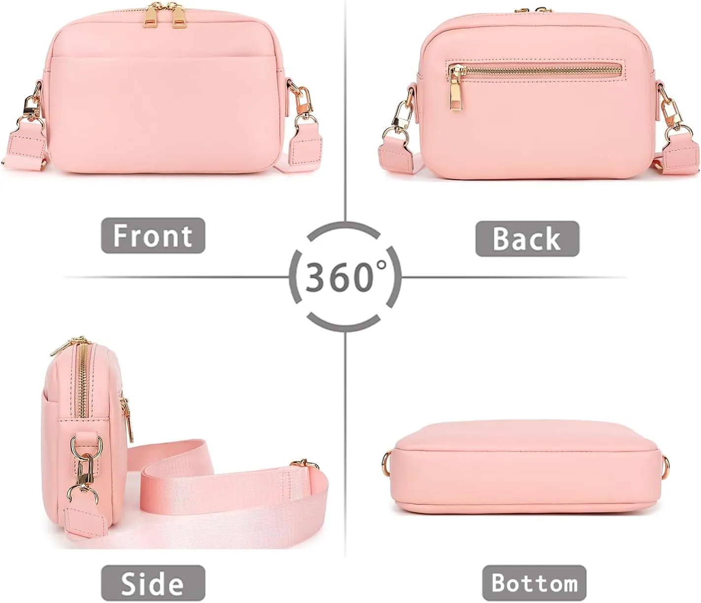 Small Crossbody Bags for Women Vegan Leather Cell phone Purses Mini Shoulder Handbags with Wide Strap