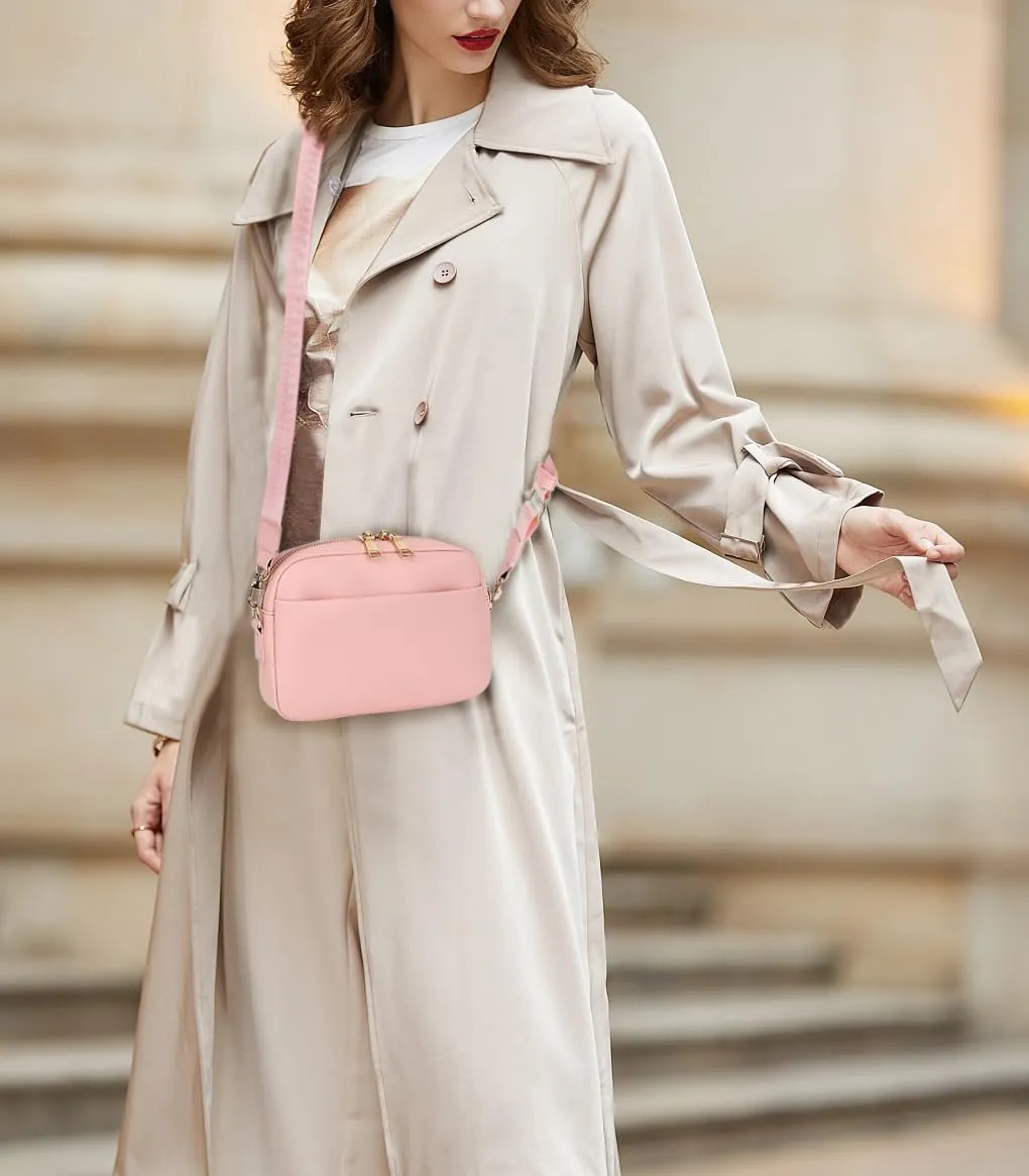 Small Crossbody Bags for Women Vegan Leather Cell phone Purses Mini Shoulder Handbags with Wide Strap
