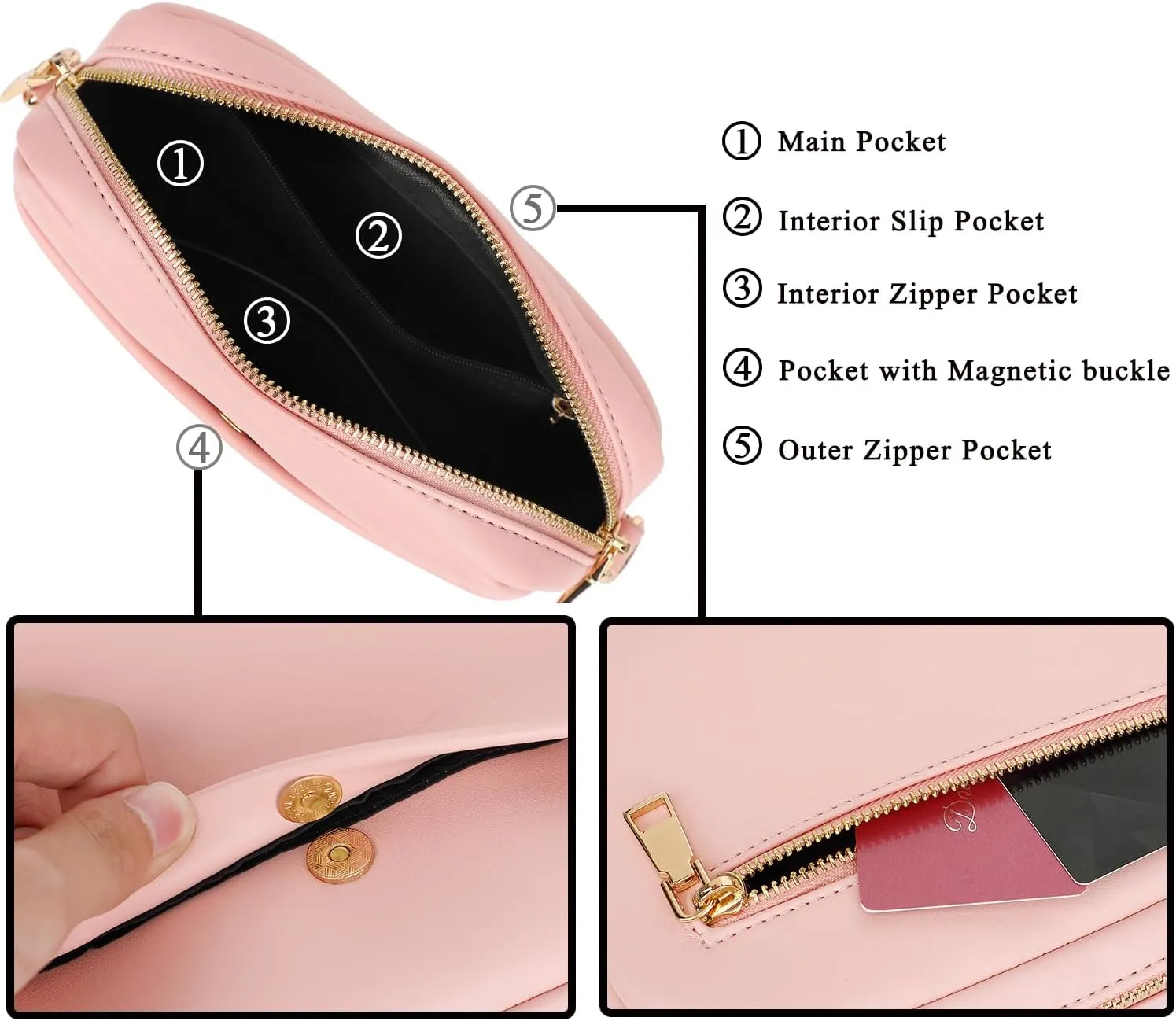 Small Crossbody Bags for Women Vegan Leather Cell phone Purses Mini Shoulder Handbags with Wide Strap