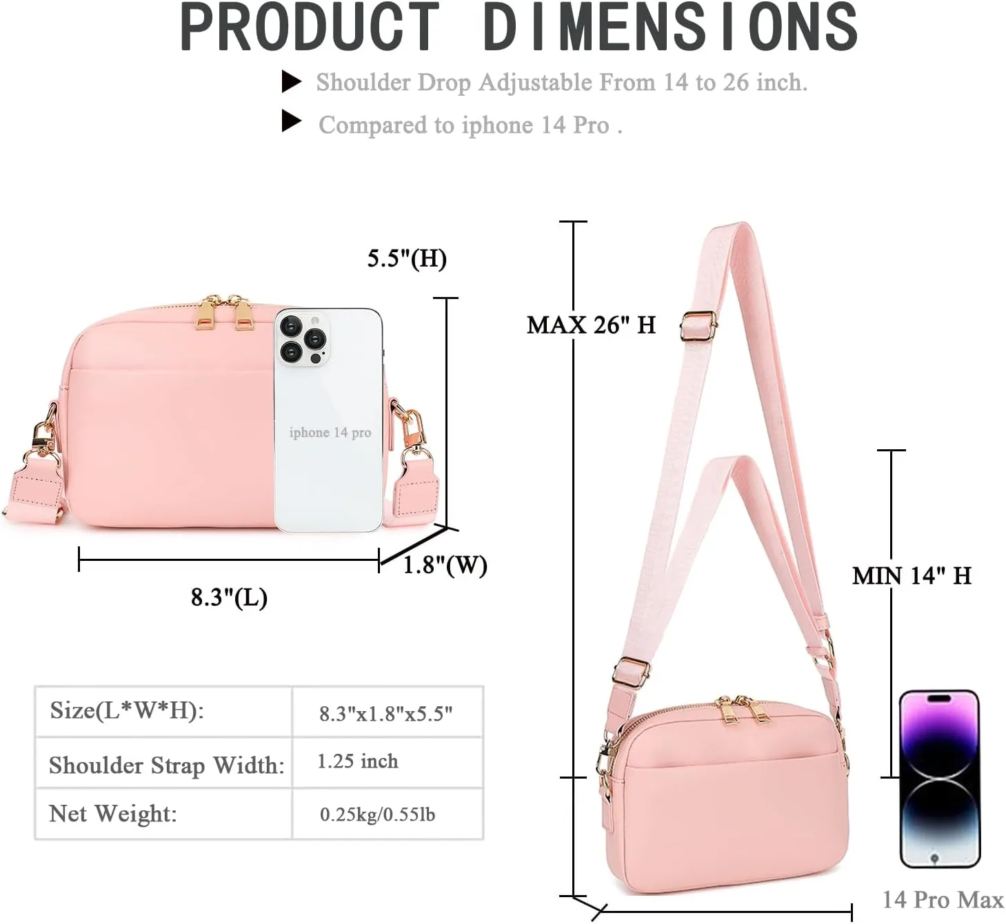 Small Crossbody Bags for Women Vegan Leather Cell phone Purses Mini Shoulder Handbags with Wide Strap