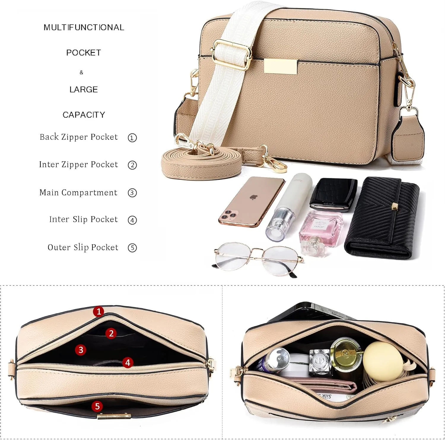 Small Crossbody Bags for Women Vegan Leather Purses Women's Shoulder Handbags Wallet Satchel Cross Body Purse