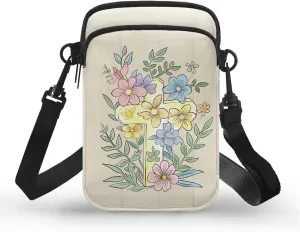 Small Crossbody Bags, Mushrooms Cell Phone Purse, Tropical Floral Travel Pouch Wallet Purses with Shoulder Strap