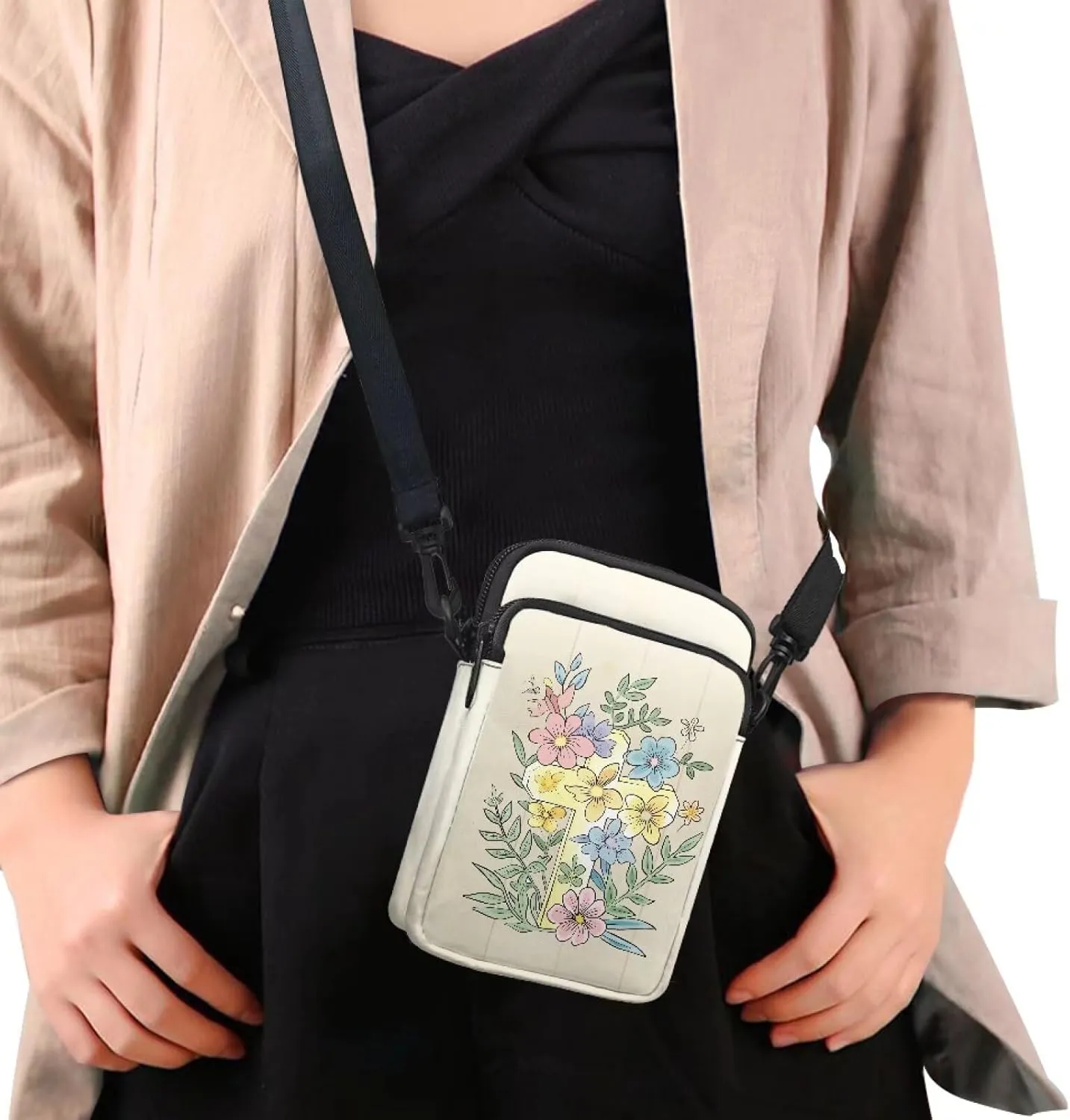 Small Crossbody Bags, Mushrooms Cell Phone Purse, Tropical Floral Travel Pouch Wallet Purses with Shoulder Strap