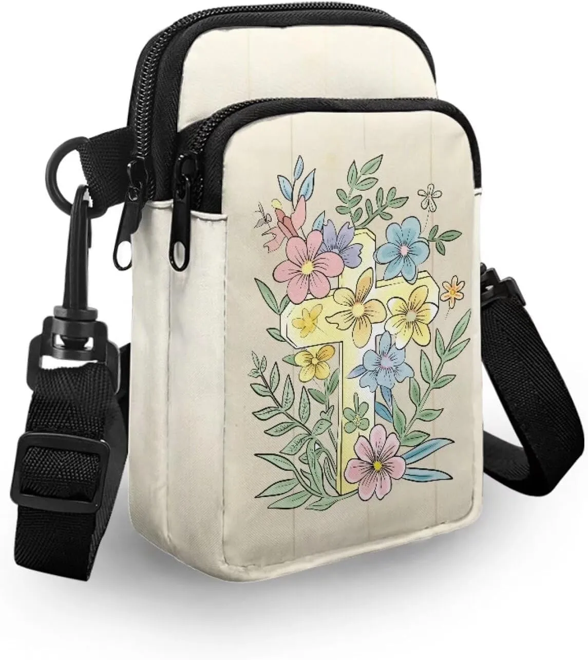 Small Crossbody Bags, Mushrooms Cell Phone Purse, Tropical Floral Travel Pouch Wallet Purses with Shoulder Strap