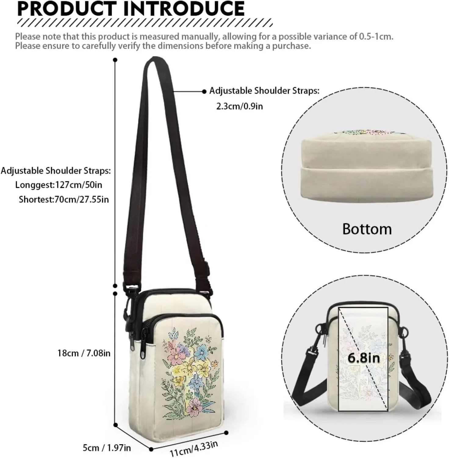 Small Crossbody Bags, Mushrooms Cell Phone Purse, Tropical Floral Travel Pouch Wallet Purses with Shoulder Strap