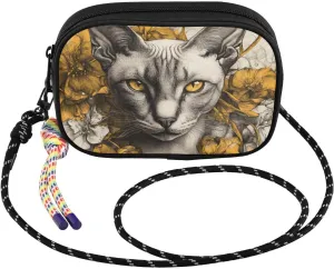 Small Crossbody Bags Oriental Shorthair Cat Floral for Women Cell Phone Purses Women's Shoulder Handbag Wallet Purse