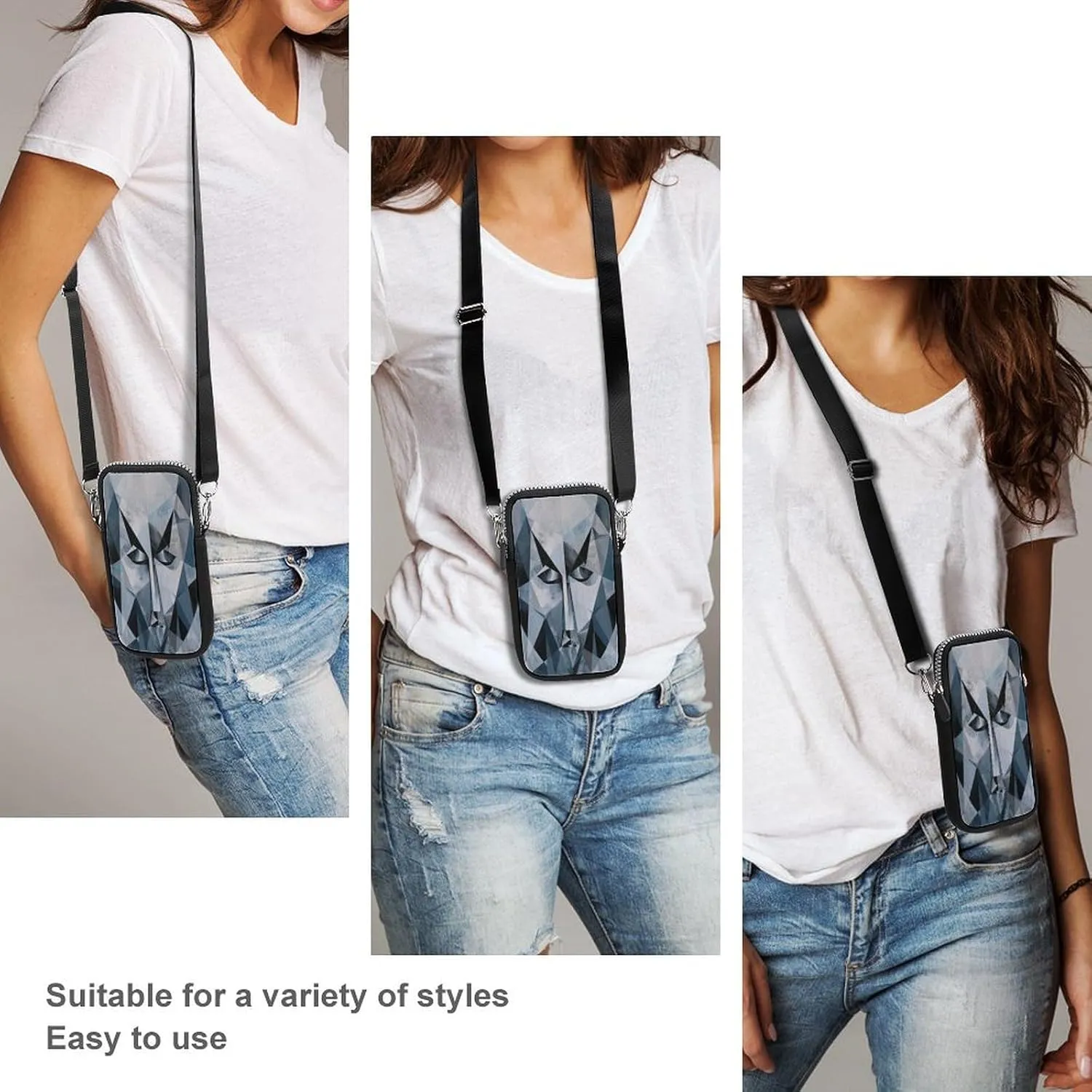 Small Crossbody Cell Phone Purse for Women,Clean Simple Leaves Printed Small Phone Bag with Adjustable Strap