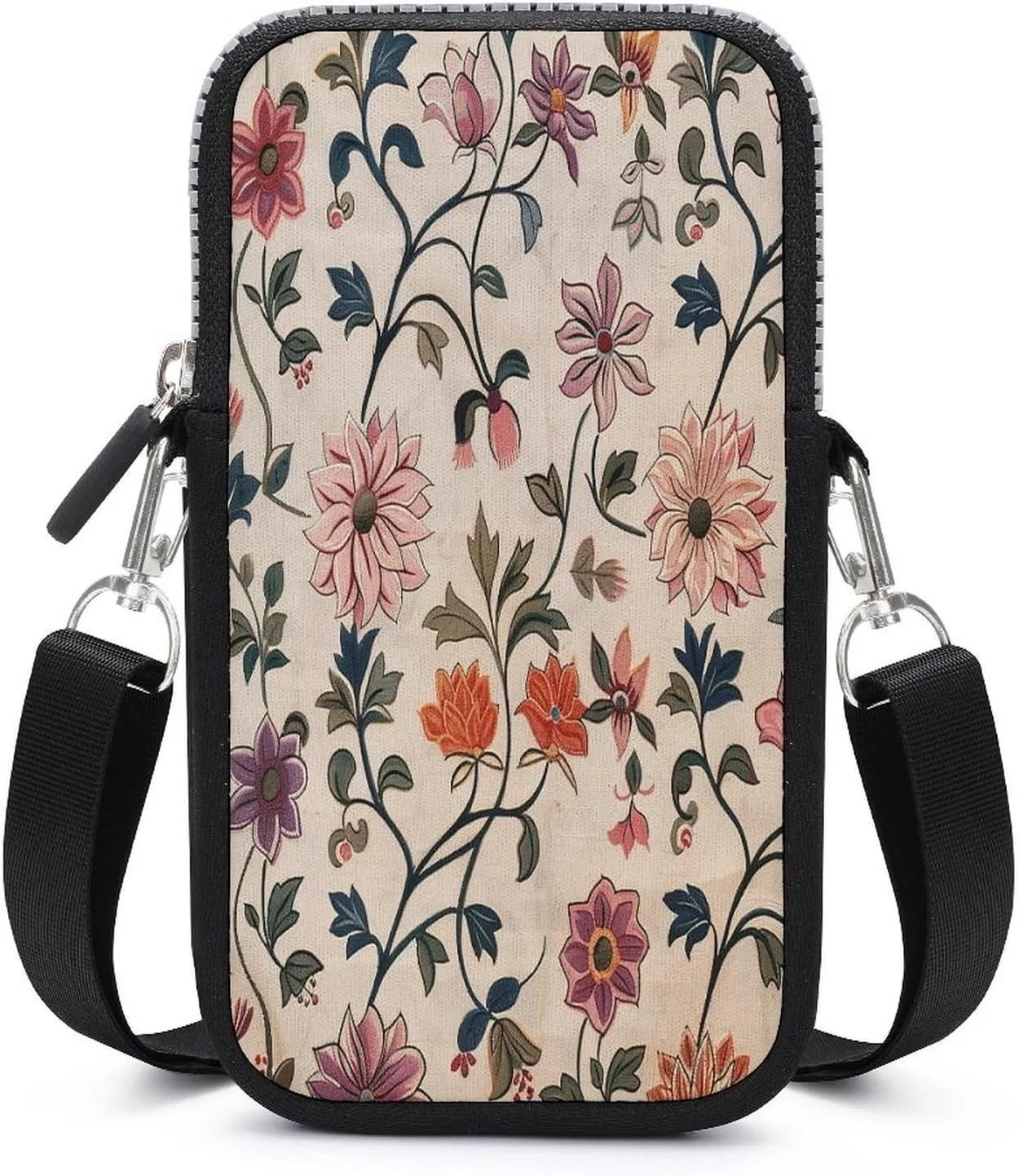 Small Crossbody Cell Phone Purse for Women,Clean Simple Leaves Printed Small Phone Bag with Adjustable Strap