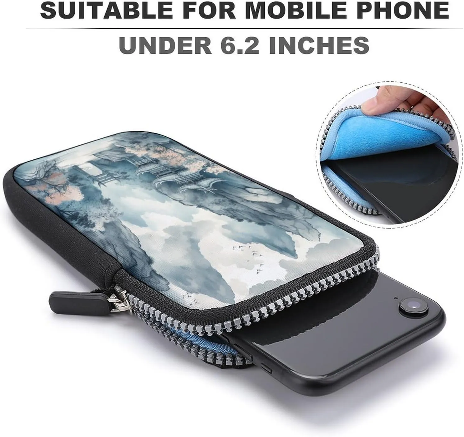 Small Crossbody Cell Phone Purse for Women,Clean Simple Leaves Printed Small Phone Bag with Adjustable Strap