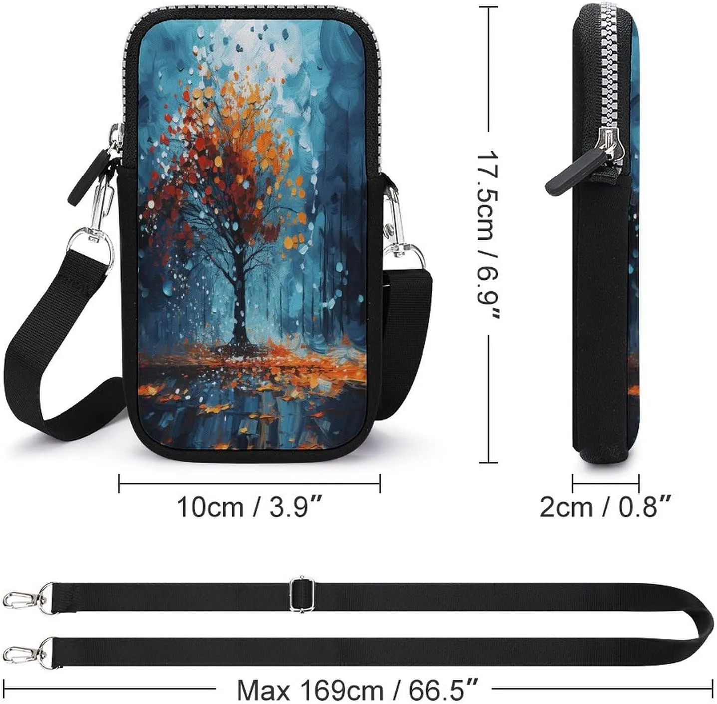 Small Crossbody Cell Phone Purse for Women,Clean Simple Leaves Printed Small Phone Bag with Adjustable Strap