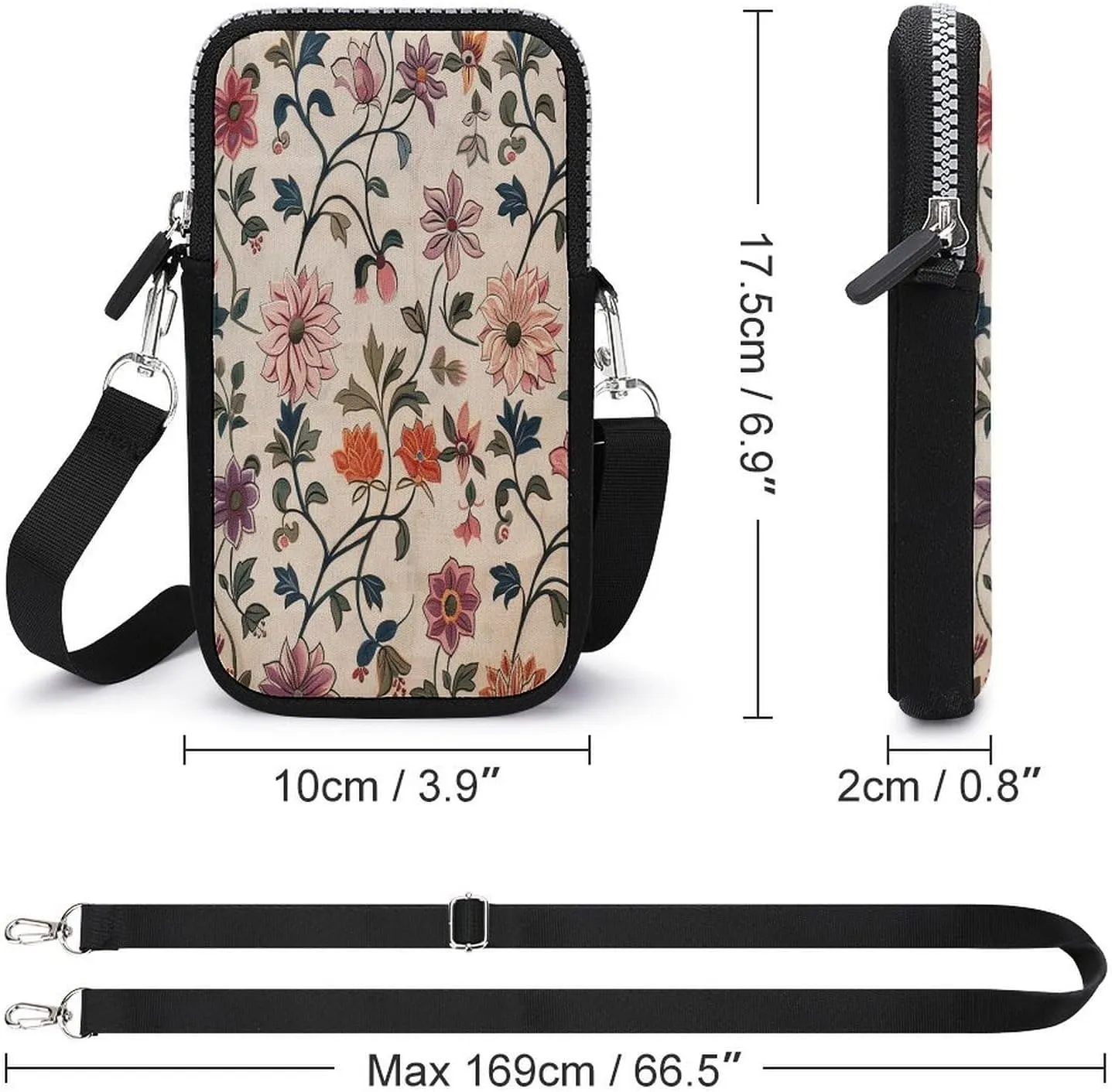 Small Crossbody Cell Phone Purse for Women,Clean Simple Leaves Printed Small Phone Bag with Adjustable Strap