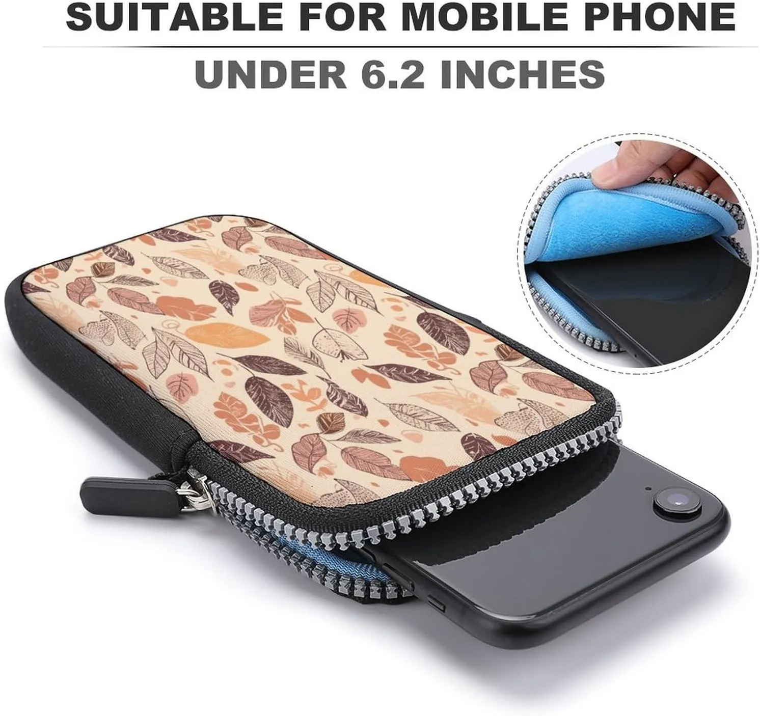 Small Crossbody Cell Phone Purse for Women,Clean Simple Leaves Printed Small Phone Bag with Adjustable Strap