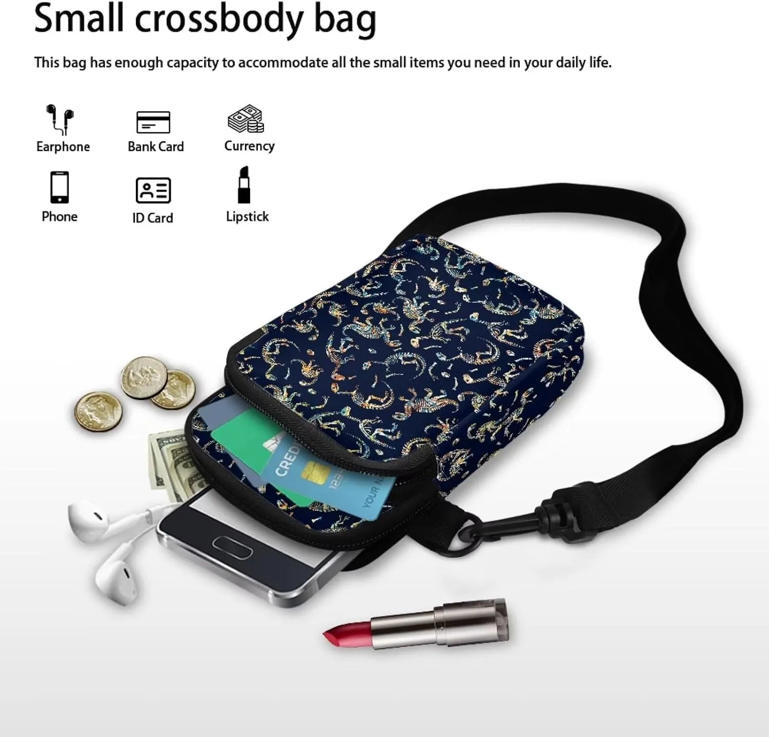 Small Crossbody Cell Phone Purse, Lightweight Mini Messenger Shoulder Handbag Wallet with Adjustable Strap