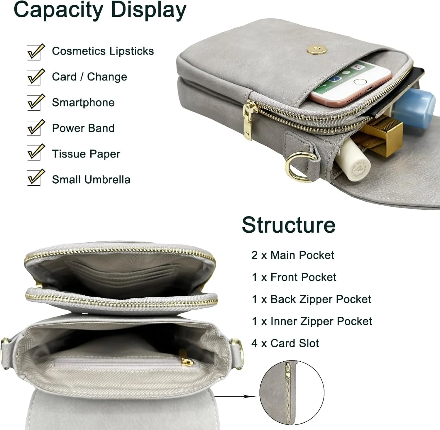 Small Crossbody Purse for Women Trendy Vegan Leather Cell Phone Bags with Card Slots & Adjustable Straps