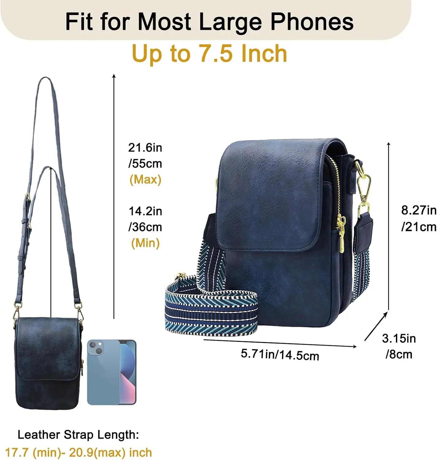 Small Crossbody Purse for Women Trendy Vegan Leather Cell Phone Bags with Card Slots & Adjustable Straps