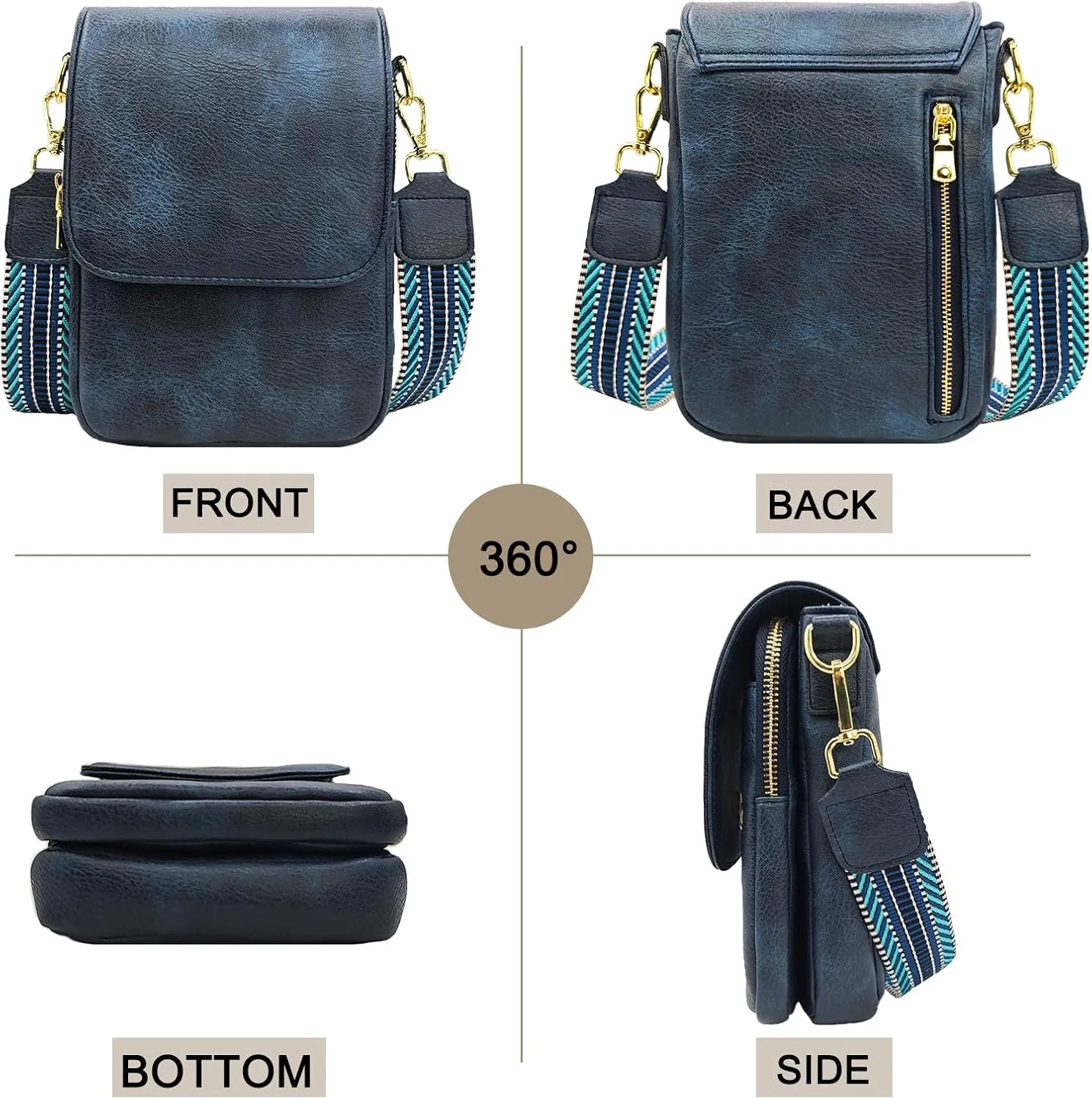 Small Crossbody Purse for Women Trendy Vegan Leather Cell Phone Bags with Card Slots & Adjustable Straps