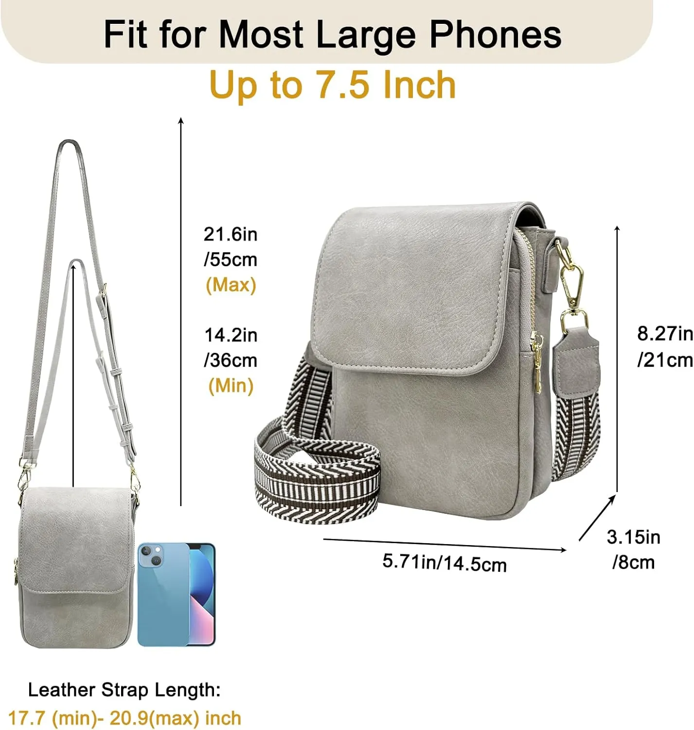 Small Crossbody Purse for Women Trendy Vegan Leather Cell Phone Bags with Card Slots & Adjustable Straps