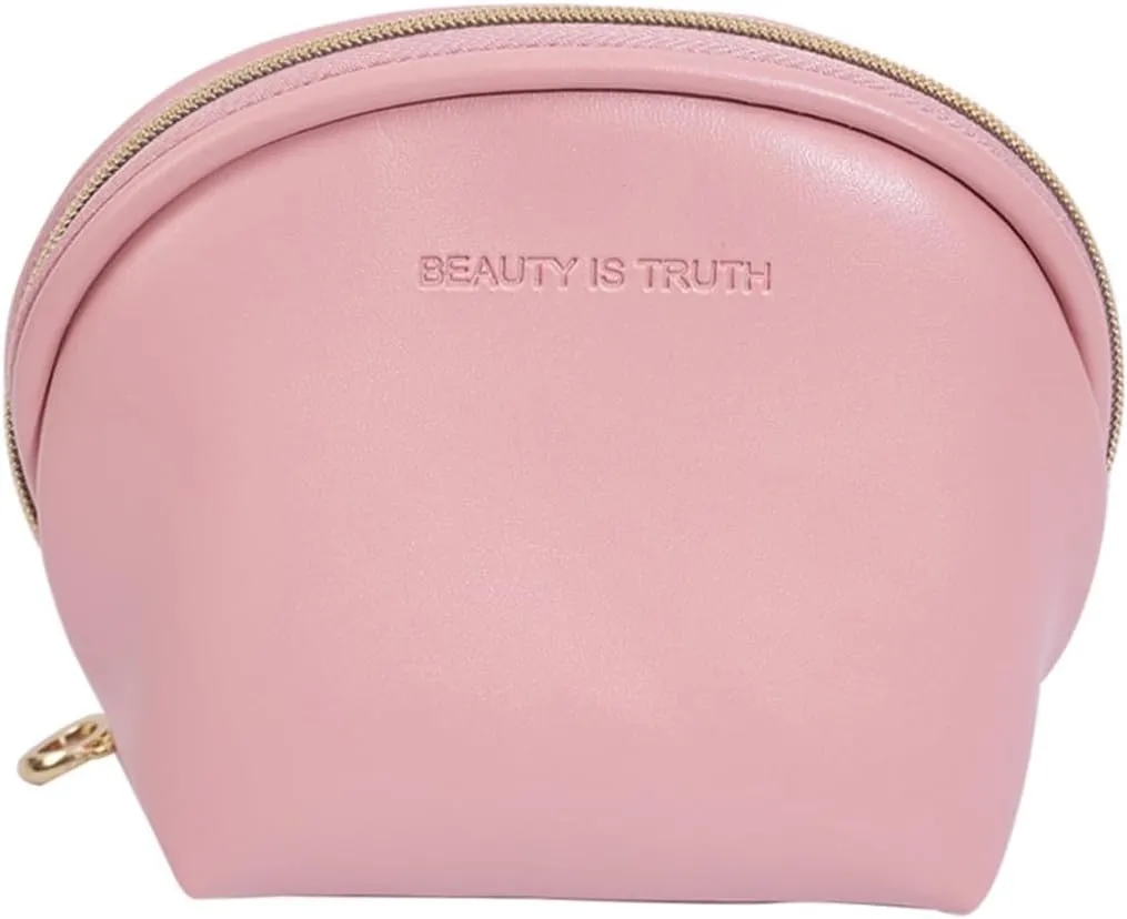 Small Makeup Bag - Mini Leather Travel Makeup Bag Small Cosmetic Bag for Purse