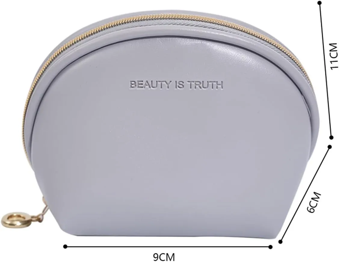 Small Makeup Bag - Mini Leather Travel Makeup Bag Small Cosmetic Bag for Purse