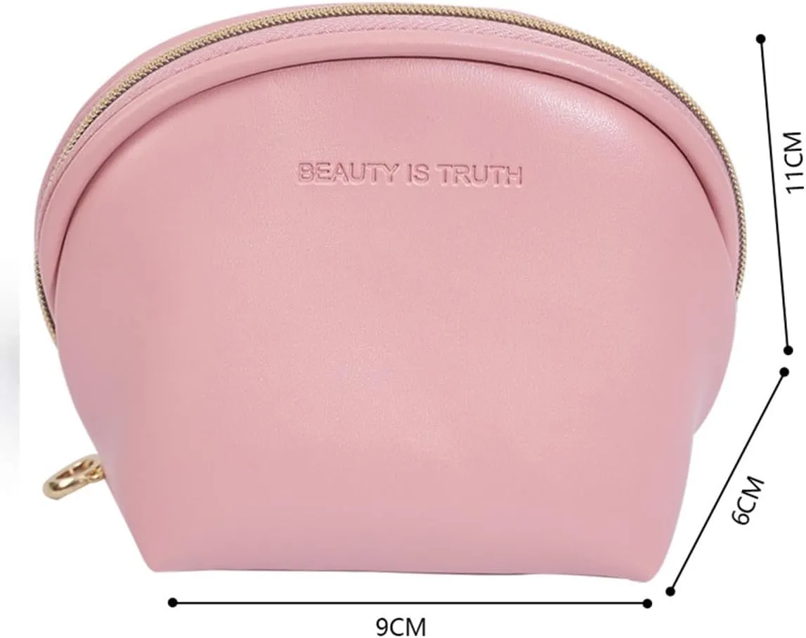 Small Makeup Bag - Mini Leather Travel Makeup Bag Small Cosmetic Bag for Purse