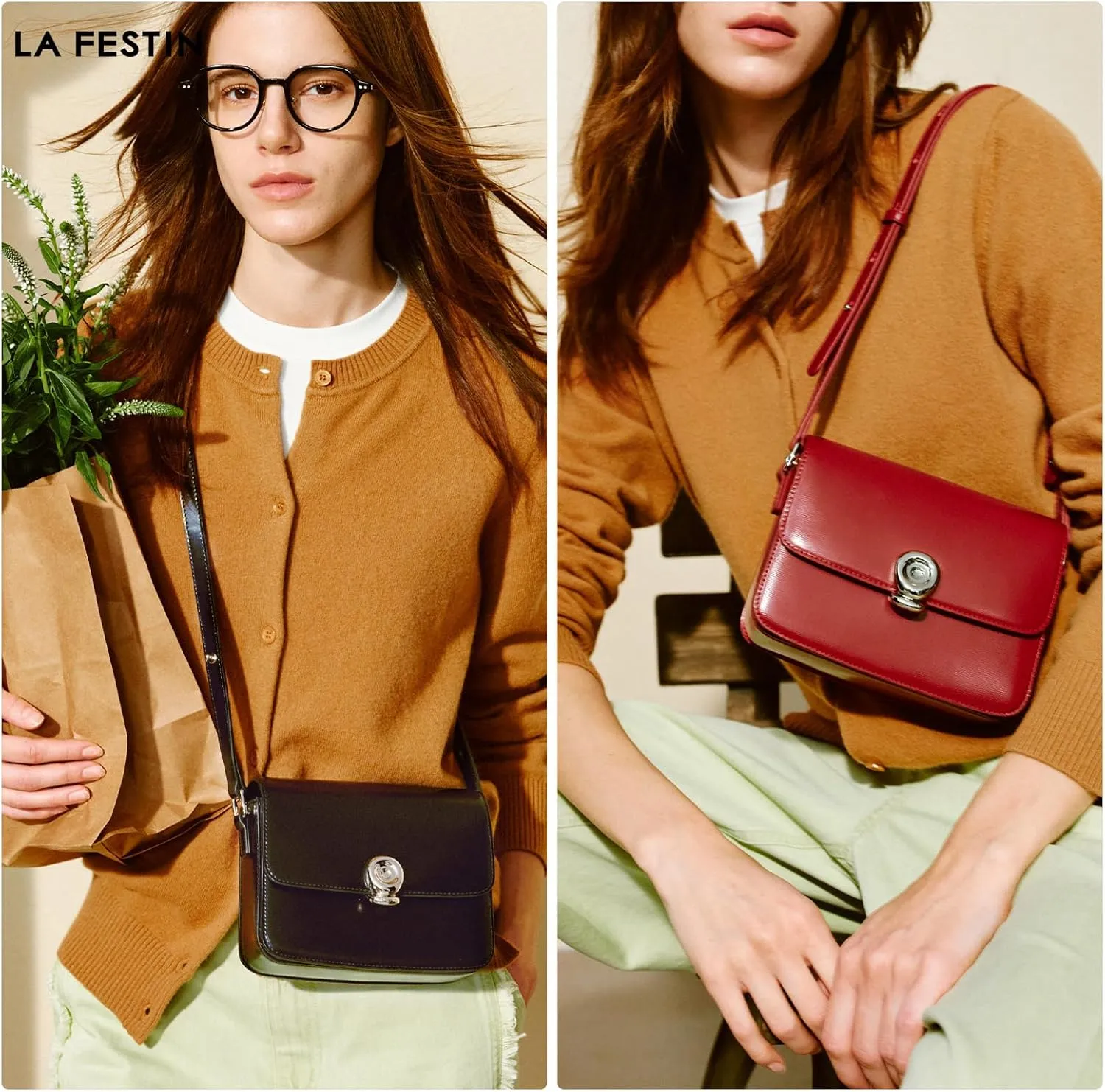 Small Purse Leather Handbags For Women: Black Shoulder Bags Crossbody Bag - Adjustable Straps for Ladies Classic Vacation