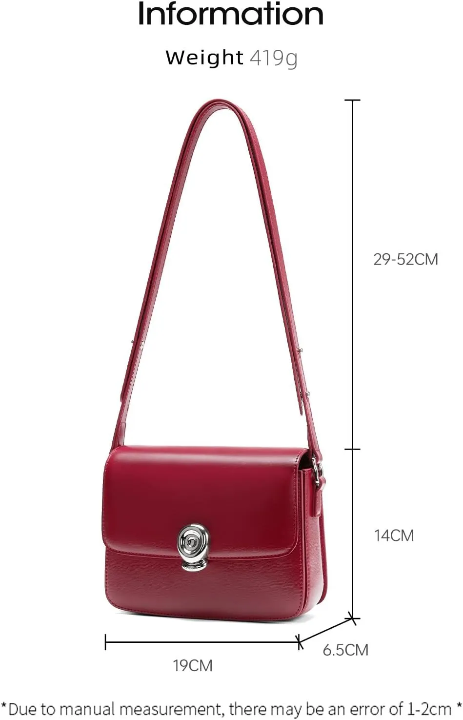 Small Purse Leather Handbags For Women: Black Shoulder Bags Crossbody Bag - Adjustable Straps for Ladies Classic Vacation