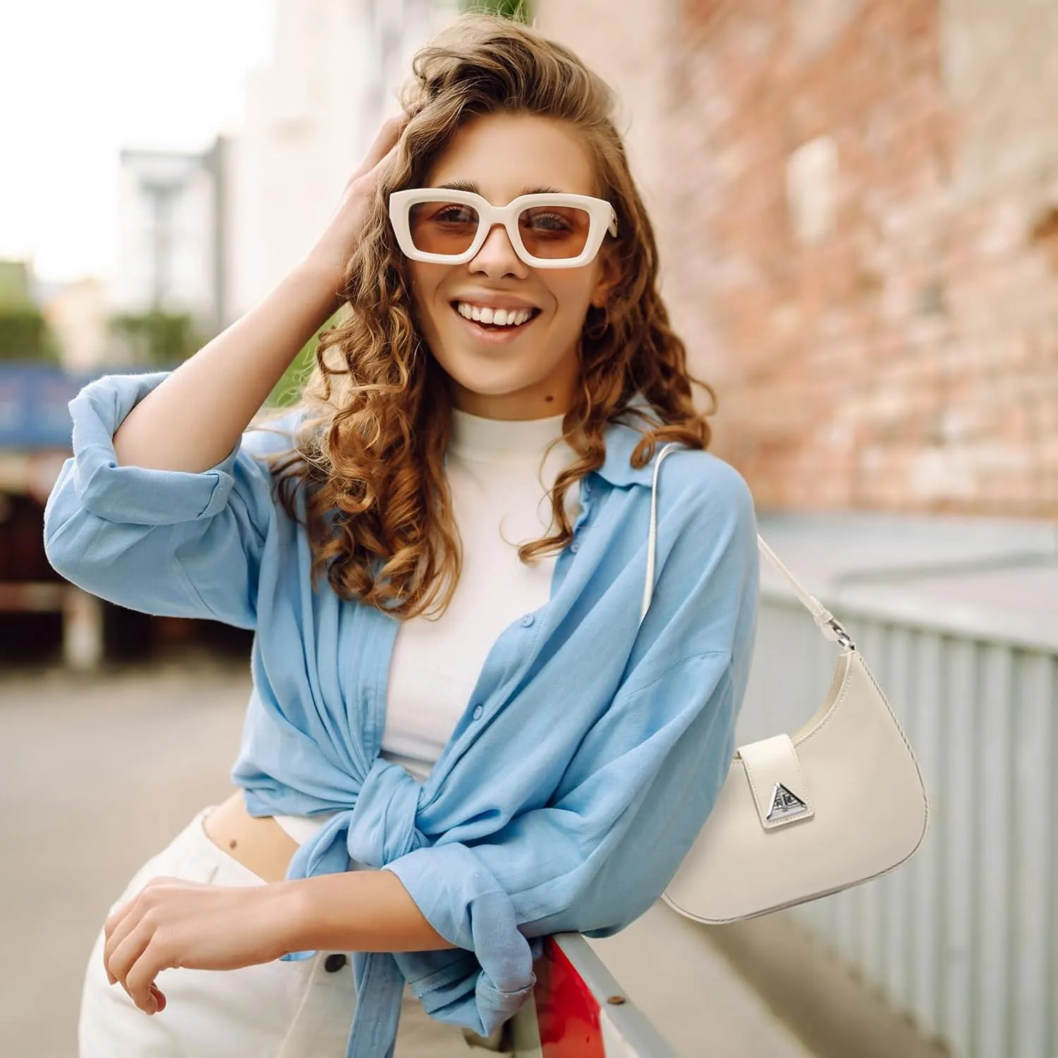 Small Shoulder Purse for Women - Mini Leather Shoulder Bag Little Tote Bag Trendy Hobo Bag with Zipper