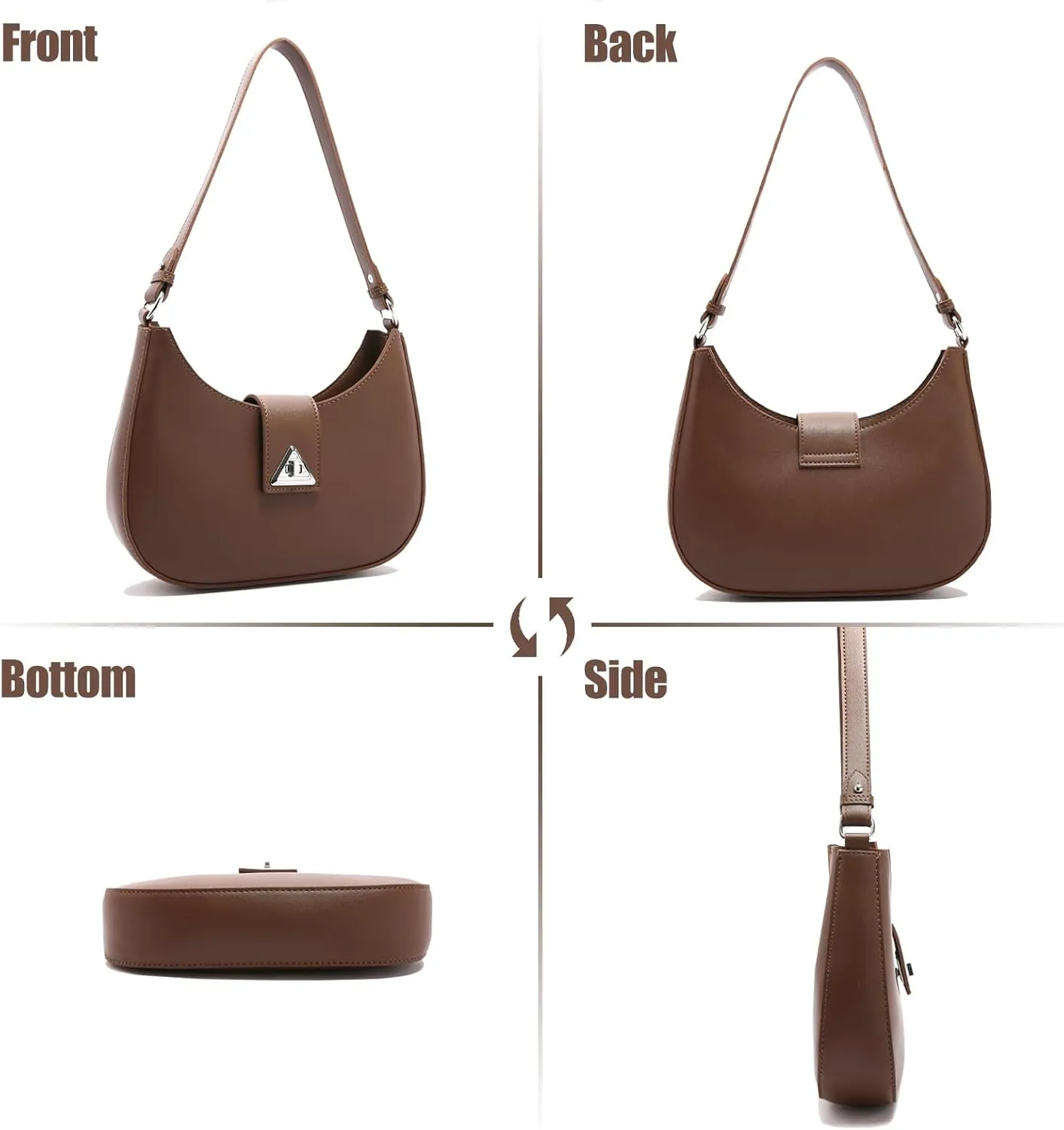 Small Shoulder Purse for Women - Mini Leather Shoulder Bag Little Tote Bag Trendy Hobo Bag with Zipper