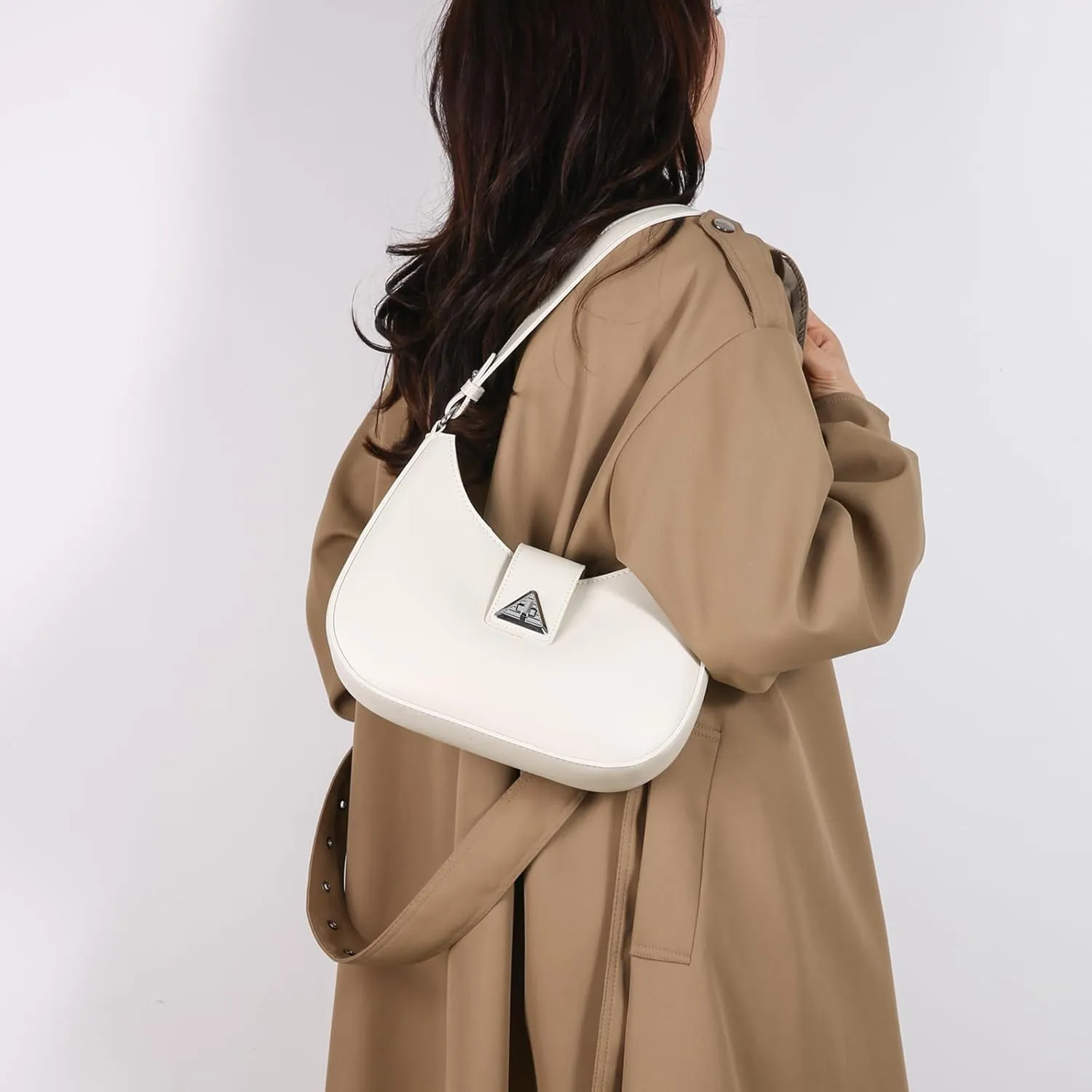 Small Shoulder Purse for Women - Mini Leather Shoulder Bag Little Tote Bag Trendy Hobo Bag with Zipper