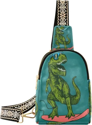 Small Sling Bag Cactus Succulent Floral Trendy Crossbody Bag Fashion Waist Packs Watercolor Leather Chest Bag