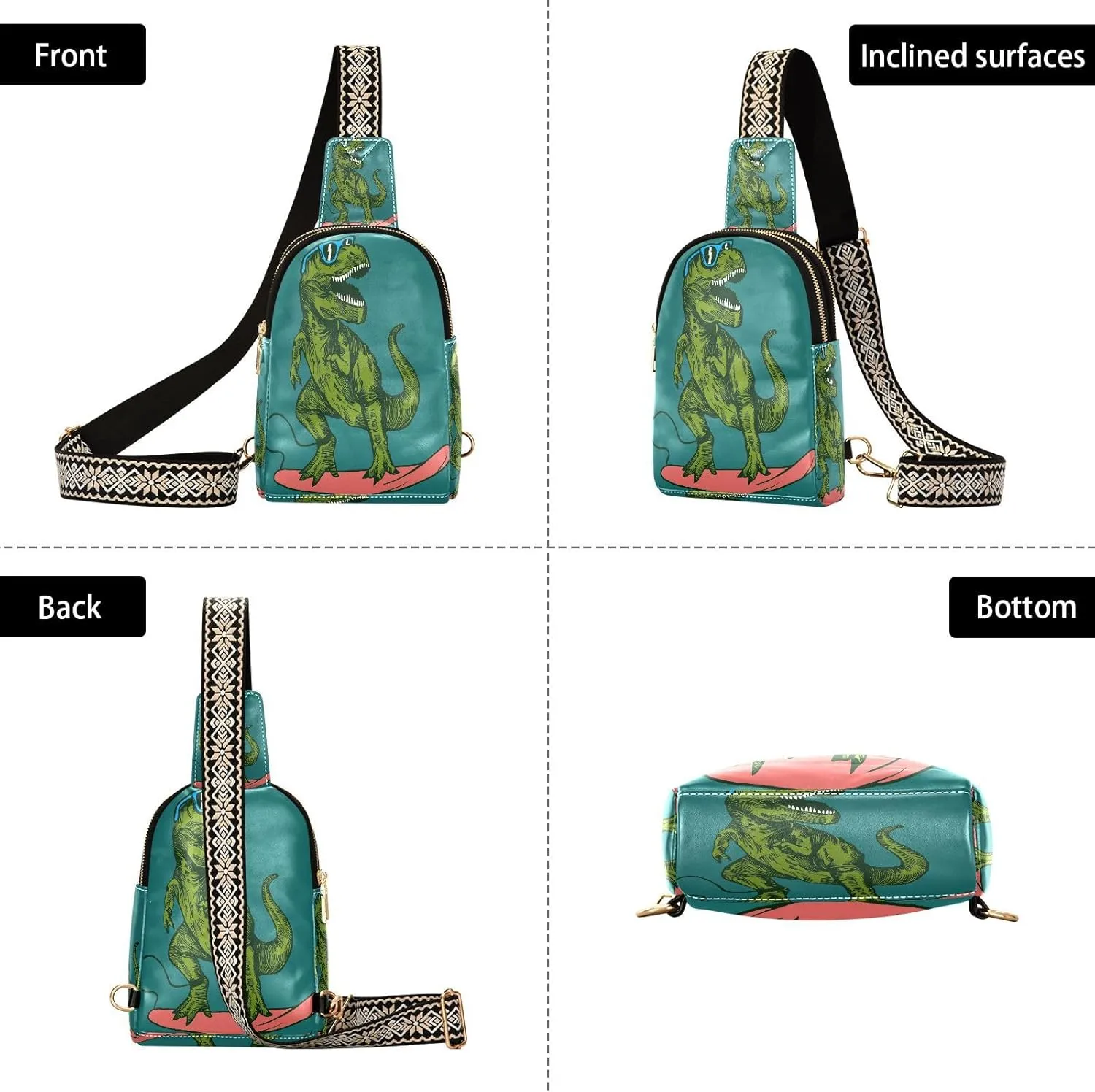 Small Sling Bag Cactus Succulent Floral Trendy Crossbody Bag Fashion Waist Packs Watercolor Leather Chest Bag