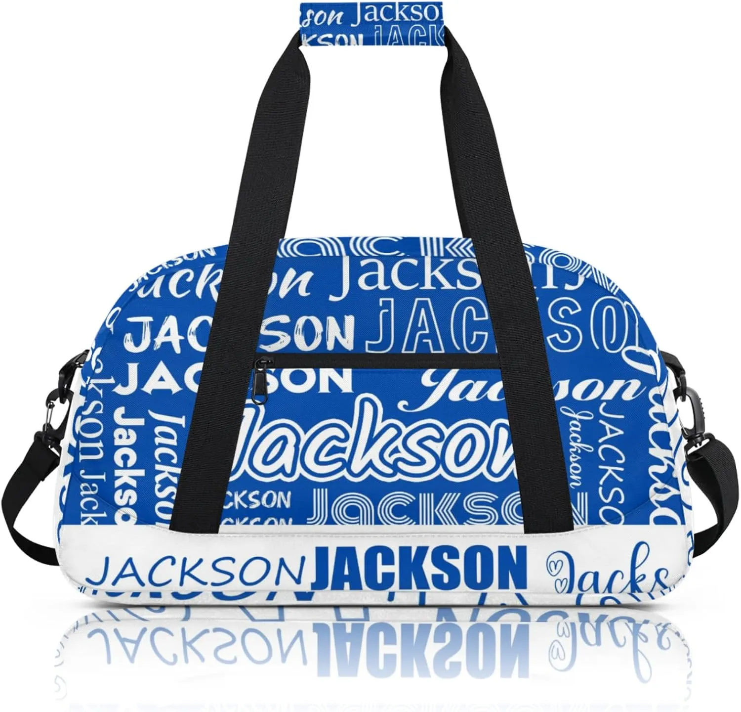 Small Sports Duffle Bag for Women Men Lightweight Custom Luggage Overnight Bag for Travel Fitness Workout Cobalt Blue White