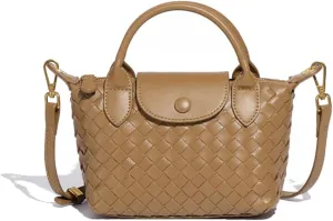 Small Woven Crossbody Bags Purse for Women Trendy Leather Dumpling Lightweight Mini Handbag