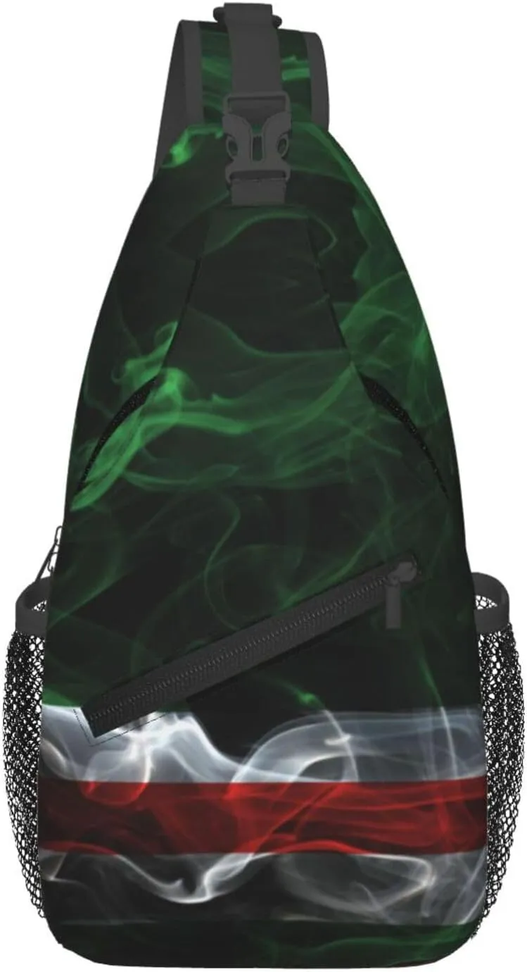 Smoke Style Flag Of Chechen Republic Of Ichkeria Crossbody Bags For Women Men Chest Backpack Gym Shoulder Bag Travel Outdoor Sports Casual Crossbody Bags