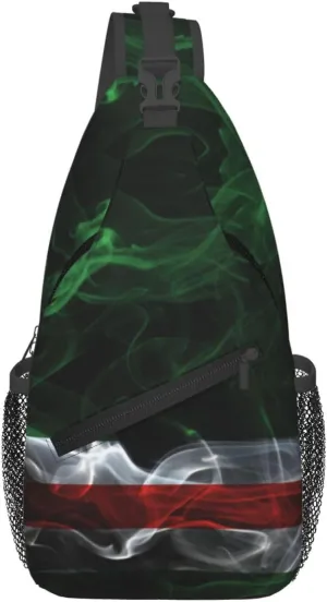Smoke Style Flag Of Chechen Republic Of Ichkeria Crossbody Bags For Women Men Chest Backpack Gym Shoulder Bag Travel Outdoor Sports Casual Crossbody Bags