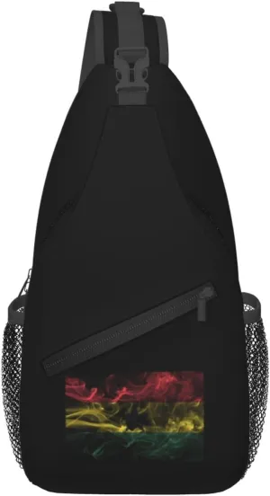 Smoke Style Flag Of Ghana Crossbody Bags For Women Men Chest Backpack Gym Shoulder Bag Travel Outdoor Sports Casual Crossbody Bags