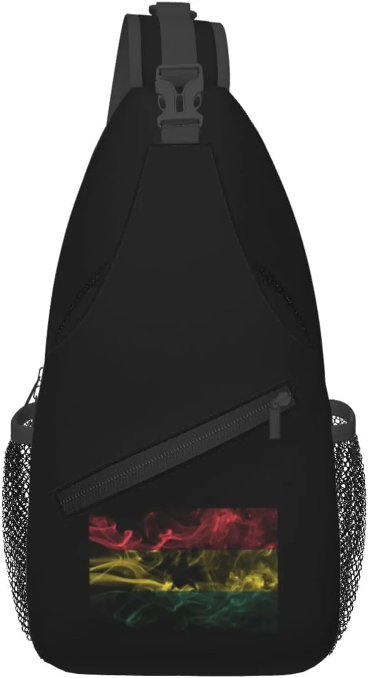 Smoke Style Flag Of Ghana Crossbody Bags For Women Men Chest Backpack Gym Shoulder Bag Travel Outdoor Sports Casual Crossbody Bags