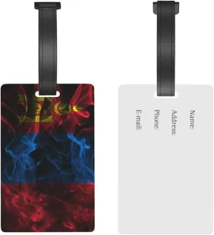 Smoke Style Flag of Mongolia Luggage Tags for Suitcases Travel Tags ID Labels for Women Men Travel Bag Luggage Accessories