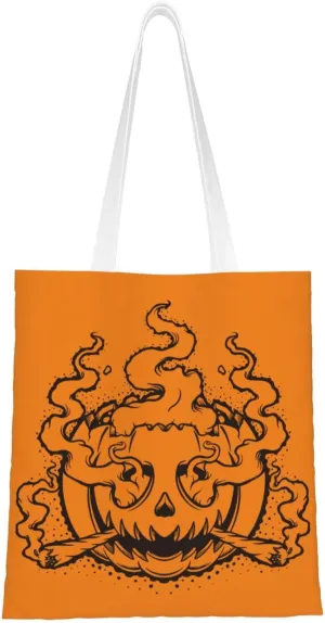 Smoky Pumpkins Tote Bag for Women Canvas Shopping Bags Reusable Large Capacity Casual Shoulder Handbags Grocery Bags DIY Gift Bags