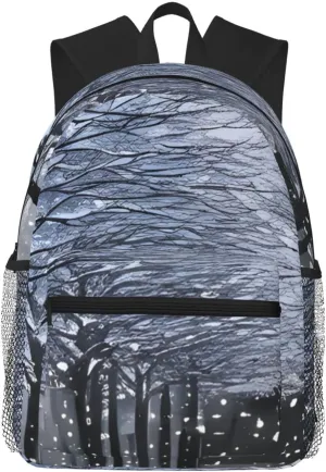 Snow Falling in The Park print Lightweight duffel bag, travel hiking daypack, comfortable backpack, sports bag