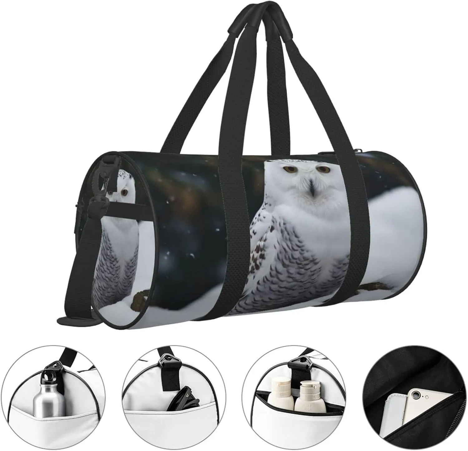 Snow Owl Travel Duffle Bag for Men Women Sport Gym Bag Foldable Weekender Bag Carry on Overnight Bag for Travel Swimming Basketball