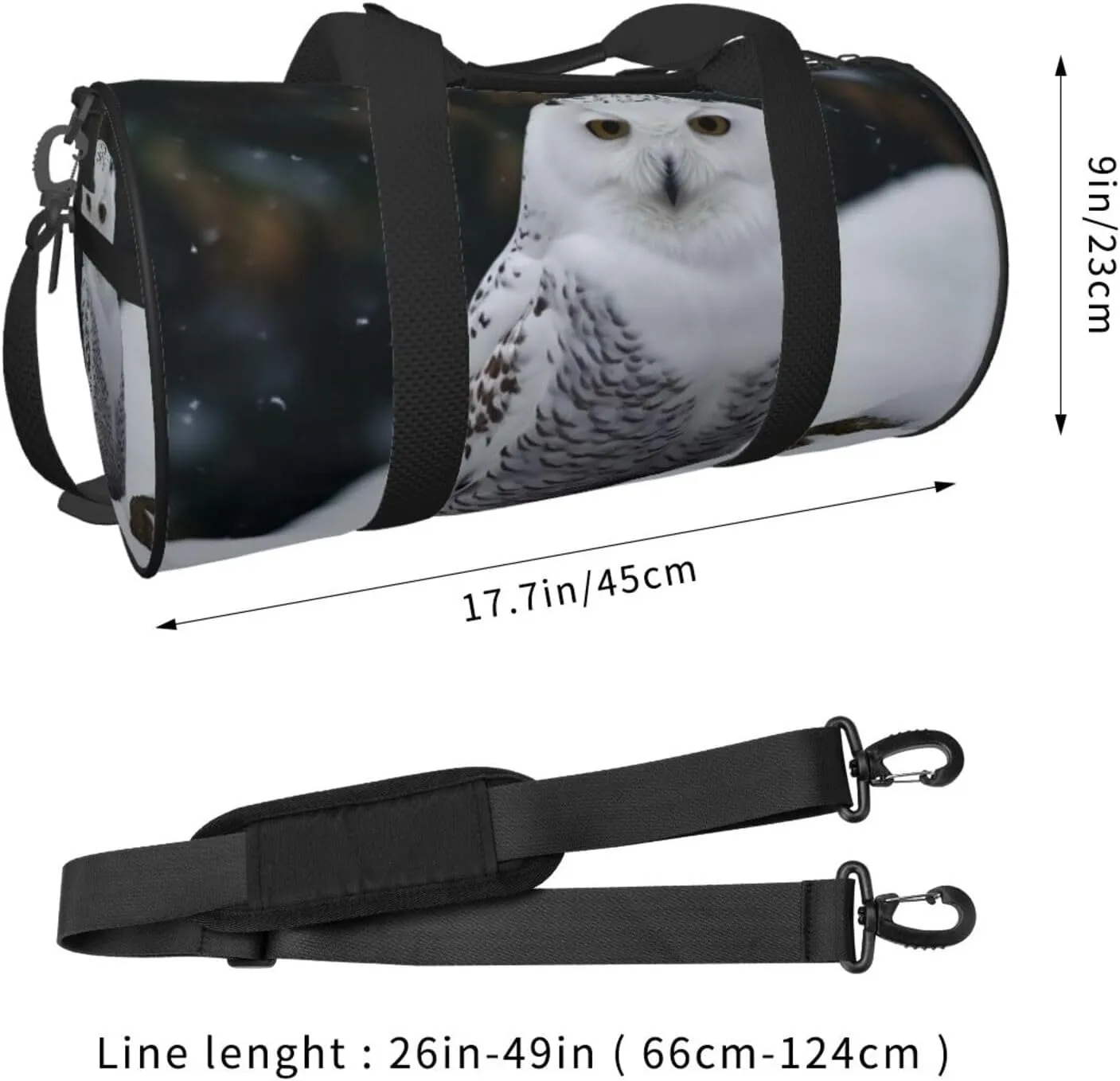 Snow Owl Travel Duffle Bag for Men Women Sport Gym Bag Foldable Weekender Bag Carry on Overnight Bag for Travel Swimming Basketball